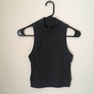 Mock neck charcoal ribbed tank